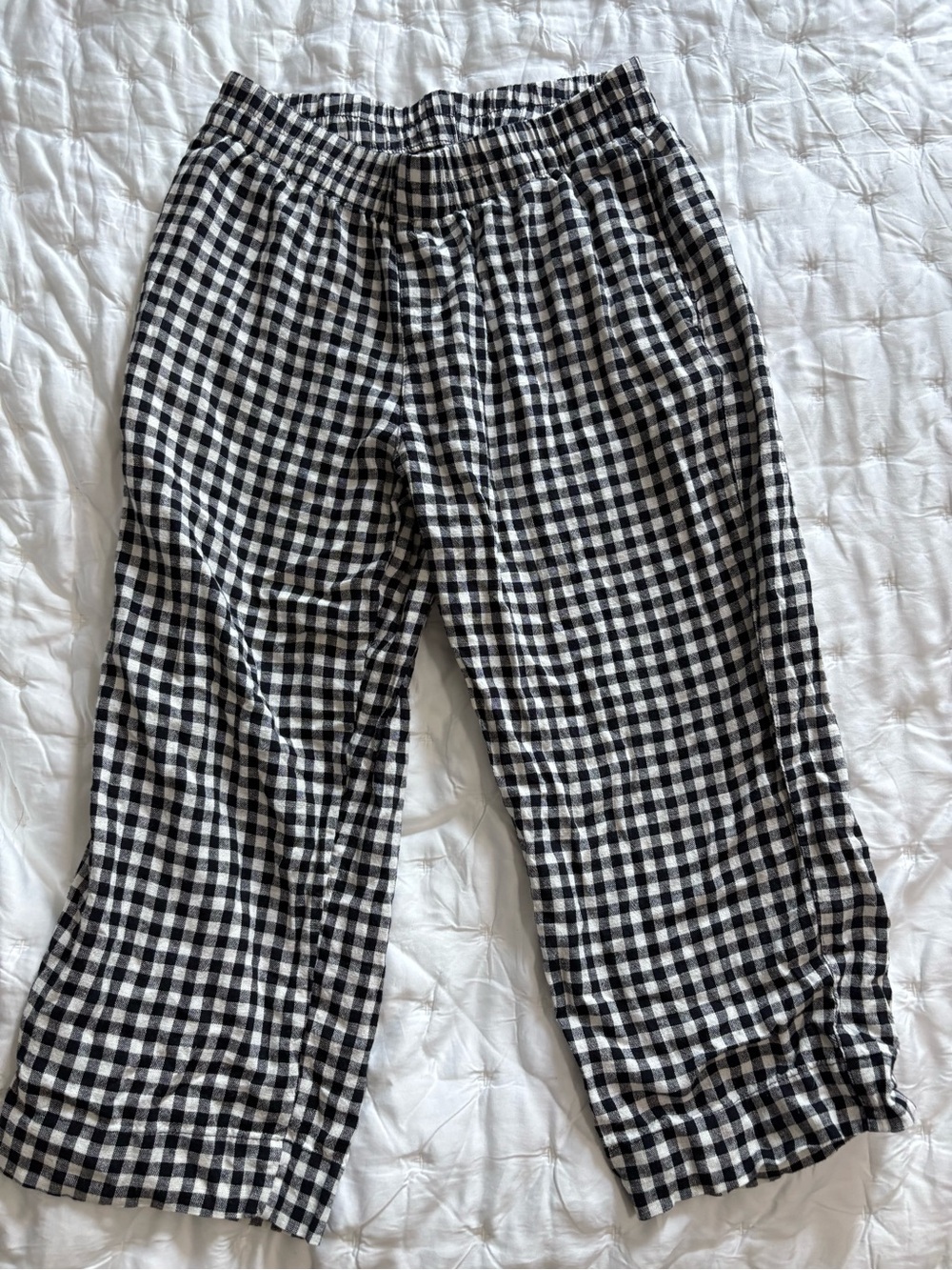 Old Navy Black and White Gingham Linen Blend Pants MP